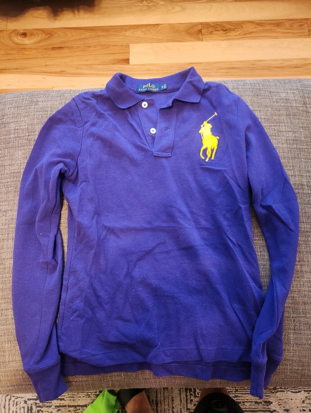 Polo Ralph Lauren Purple Long Sleeve Polo with Yellow Logo, Women Size Small